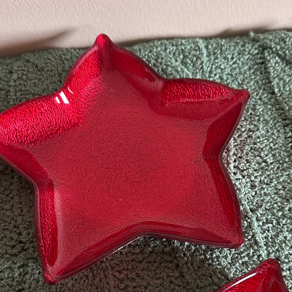 Akcam Glass Holiday Christmas Star Shaped Plates Gorgeous! NEW! - Picture 4 of 9